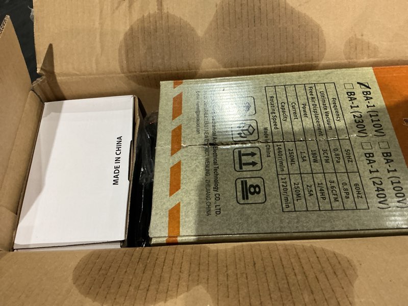 Condition photo showing As Is for bacoeng 3.6cfm ac vacuum pump and gauge set - home mini split vacuum pump kit for r410a refrigerants - w/ r410a mini split adapter & 3x5ft hoses 3.6cfm & 3way