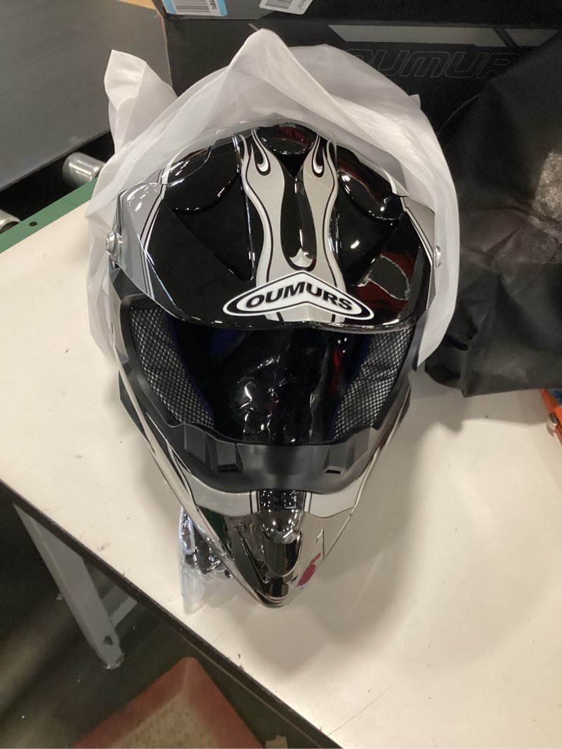 Condition photo showing Good Condition for Adult Motocross Dirt Bike Helmet with Goggle, Gloves & Mask - DOT/FMVSS-218 Off-Road Motorcycle & ATV Helmet with Adjustable Sun Visor New Black Flame Medium