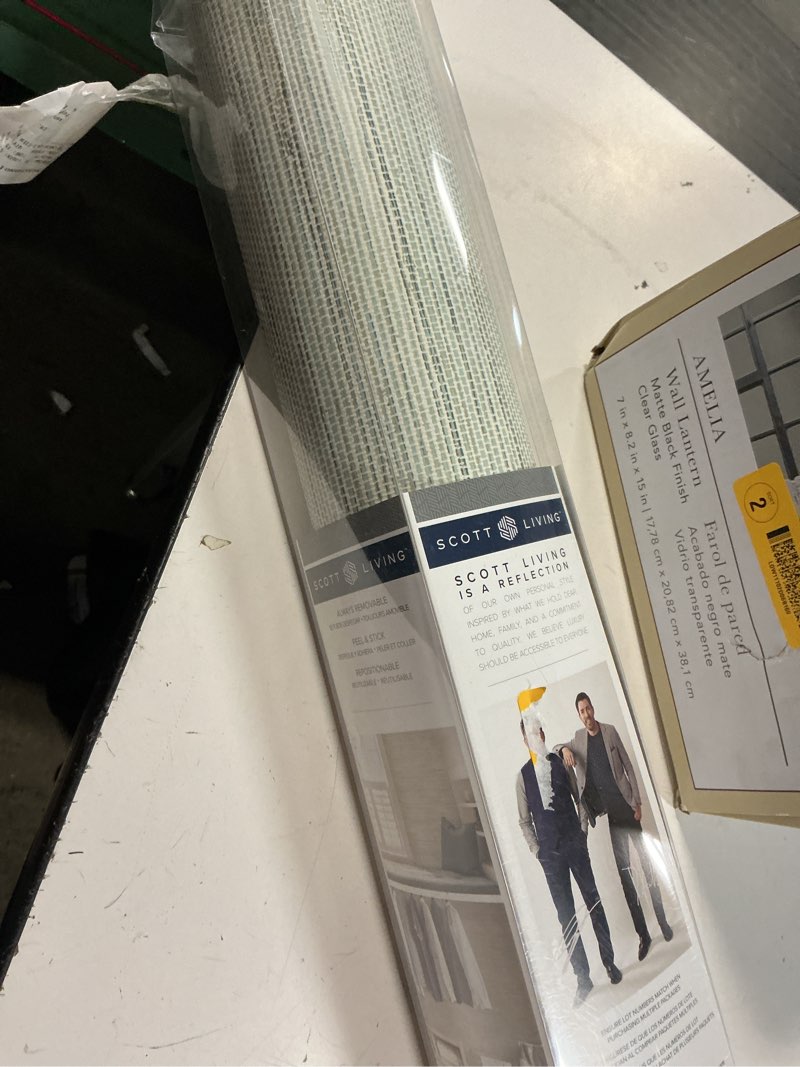 Condition photo showing As Is for scott living 30.75-sq ft mist vinyl textured abstract 3d self-adhesive peel and stick wallpaper