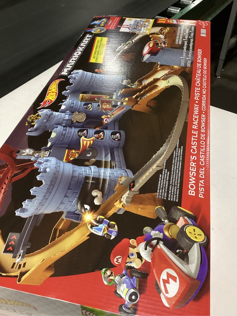 Condition photo showing Good Condition for Hot Wheels Toy Car Track Set, Mario Kart Bowser’s Castle Playset & 1:64 Scale Die-Cast Kamek, Interactive Play, with Storage for 30+ Vehicles Bowser Track Set