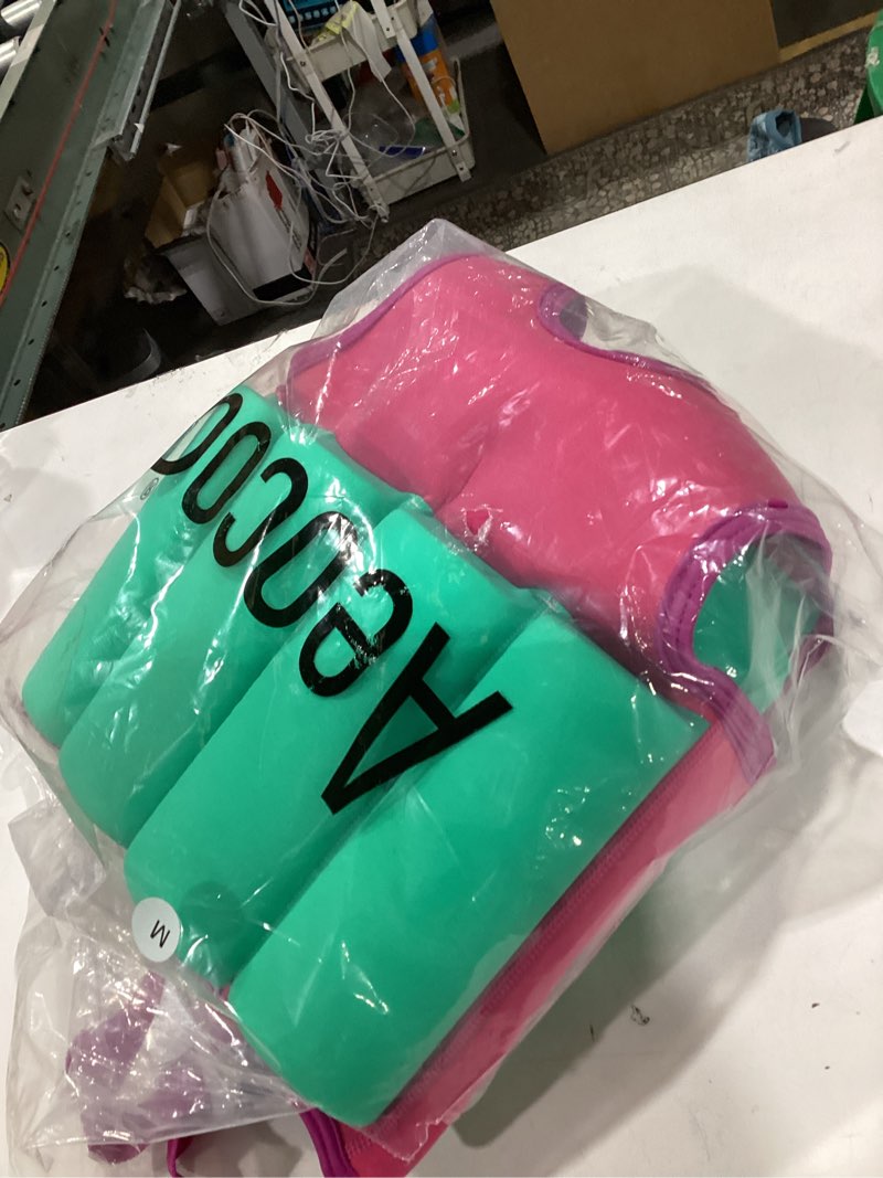Condition photo showing Good Condition for kids pool floaties 1-2-3-5-7-9 years old, toddler swim vest 20-30-50-70 pounds, comfortable extended wear kids float jacket with crotch strap, bright design and unpadded sides for comfort chest size up to 26.77in, 30-50lb pink