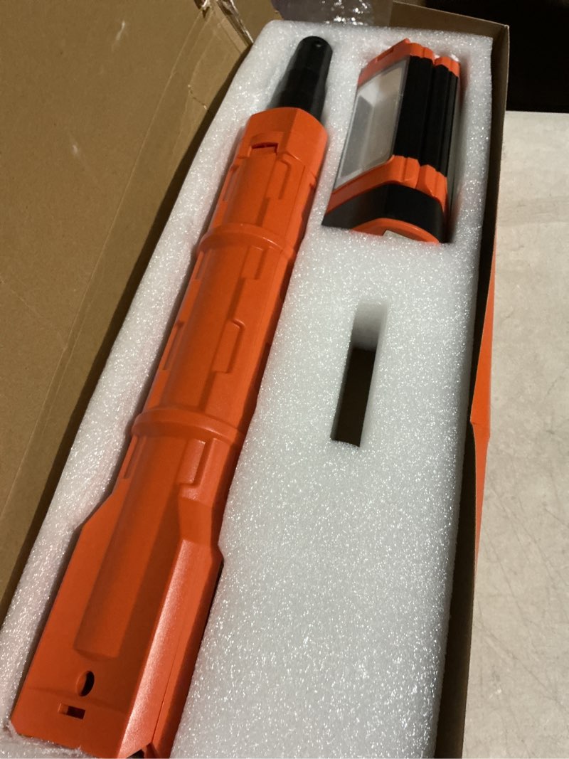 Condition photo showing As Is for Saker Portable Camping Light with Stand 12000mAh 73.2" Rechargeable Work Light 3200 Lumen Camp Lanterns with Bag for Garage, Outdoor Work, Emergency Power Outages, Fishing LD10 Orange LD10-12000mAh