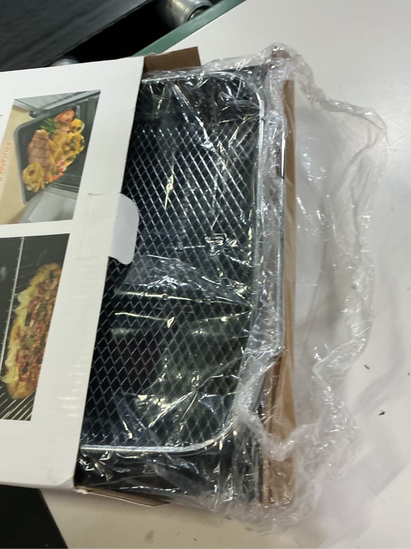 Condition photo showing New/Like New for air fryer accessories for emeril lagasse 26 qt extra large & everyday 360, emeril lagasse air fryer basket and pans for oven with 100pcs disposable parchment paper, 4pcs reusable teflon mat