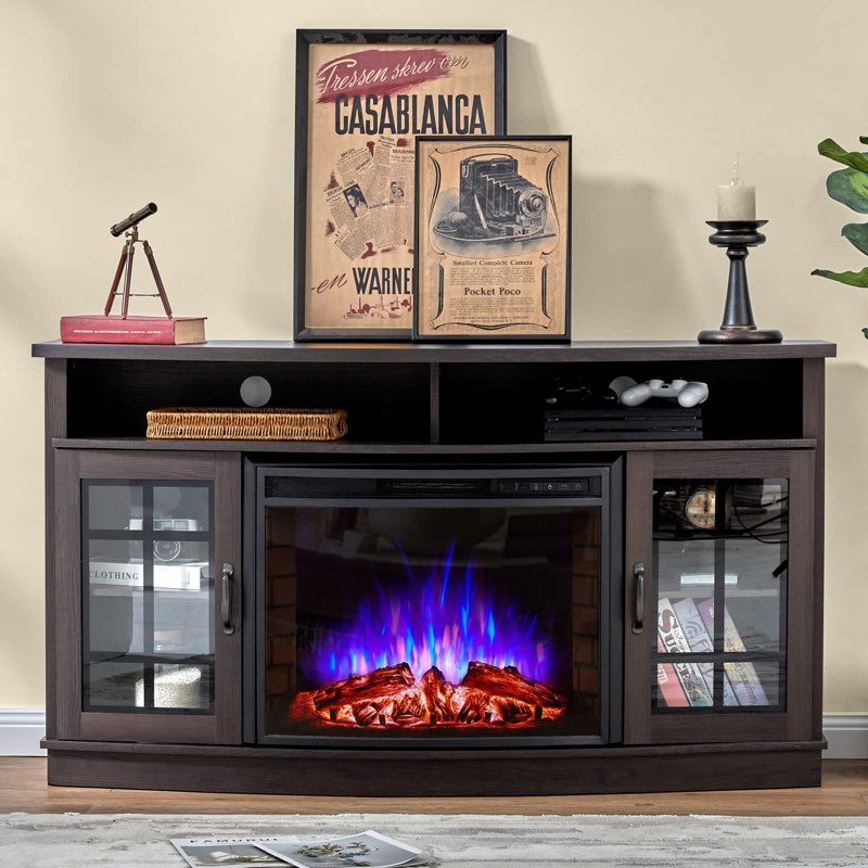 Curved Fireplace TV Stand For Espresso TV Stand Box 1 Of 2