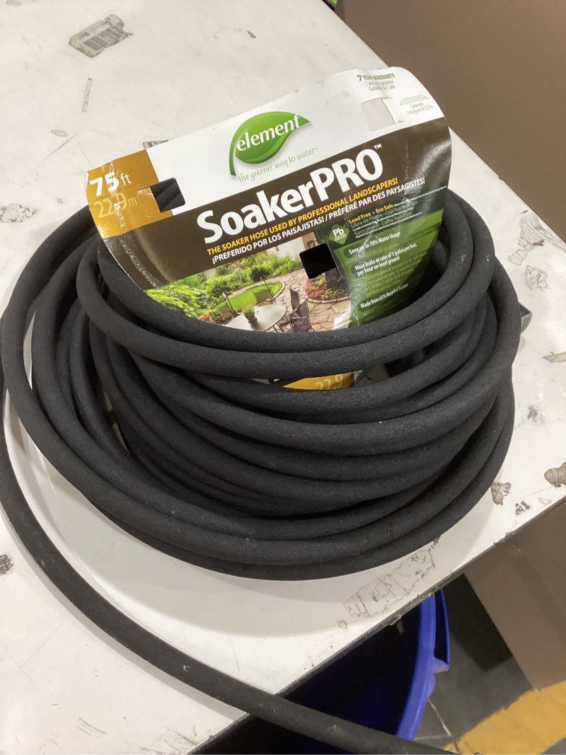 Condition photo showing As Is for element soaker 3/8" x 75' garden hose