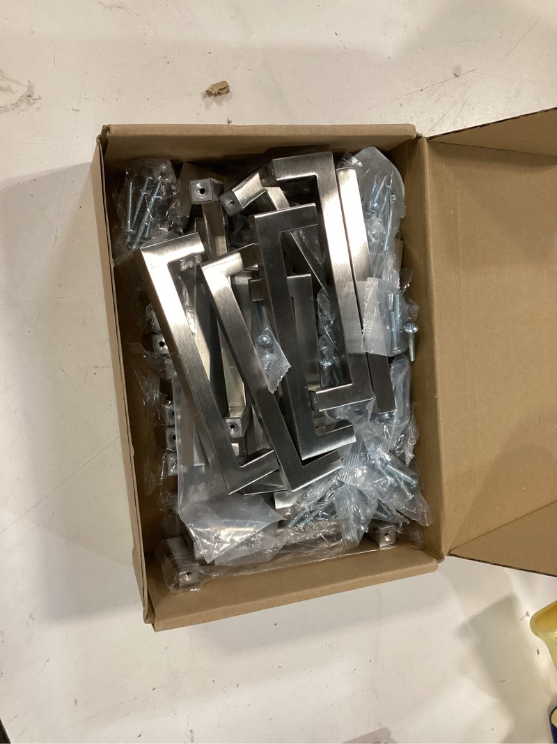 Condition photo showing As Is for ravinte 30 pack 5 inch kitchen square cabinet handles brushed nickel drawer pulls for cupboard hardware brushed nickel 30