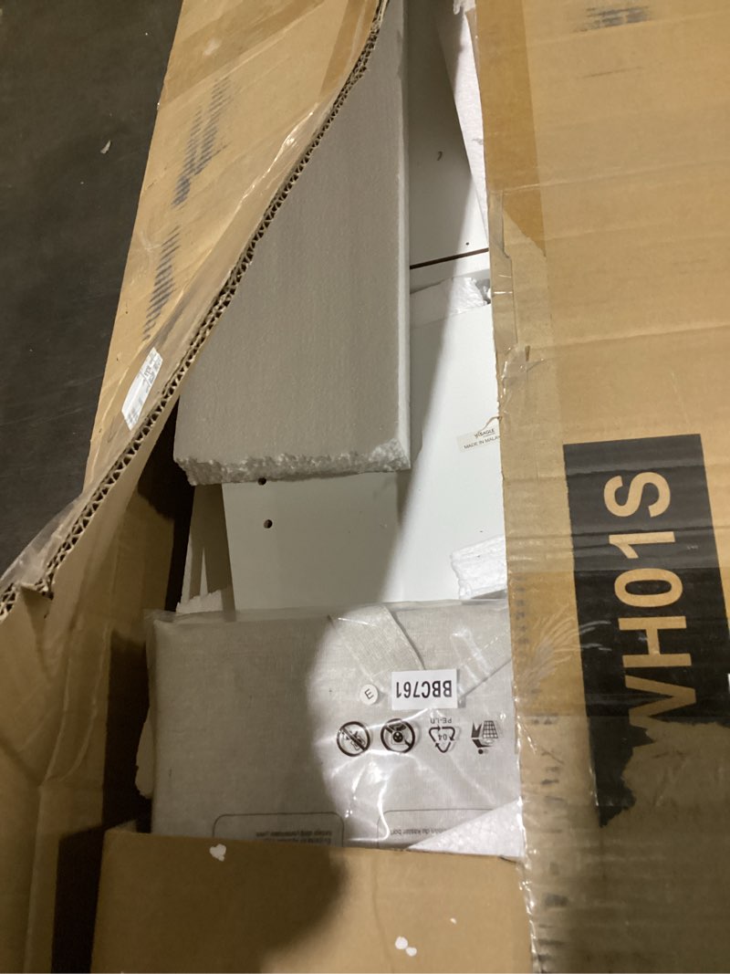 Condition photo showing As Is for VASAGLE Floor Storage Cabinet, Freestanding Storage Unit with 4 Doors, Adjustable Shelves, 11.8 x 23.6 x 66.9 Inches, for Entryway, Bathroom, Cloud White UBBC550W01 23.6"W with 4 Doors 11.8"D x 23.6"W x 66.9"H