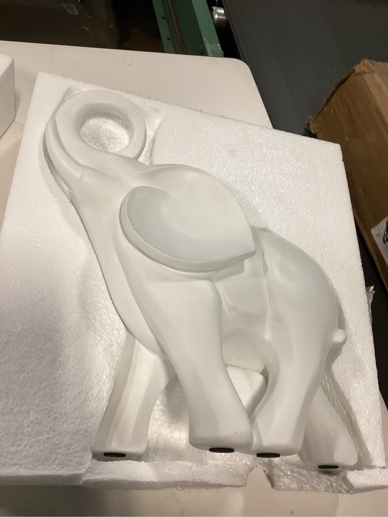 Condition photo showing Good Condition for elephant statue. elephant decor brings good luck, health, strength. elephant gifts for women, mom gifts. decorations applicable home, office, bookshelf tv stand, shelf, living room - white