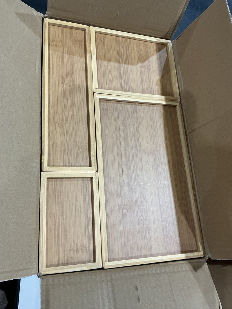 Condition photo showing Good Condition for kootek 8 pcs bamboo drawer organizer utensil tray kitchen storage box 4-size versatile dividers cutlery holders bins containers for flatware kitchen utensils