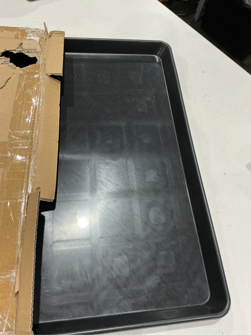 Condition photo showing Good Condition for 3 pcs 22'' x 21'' large oil drip tray, mini fridge drip pan, portable under washer pan for dishwasher, air conditioners, dog cage and under car