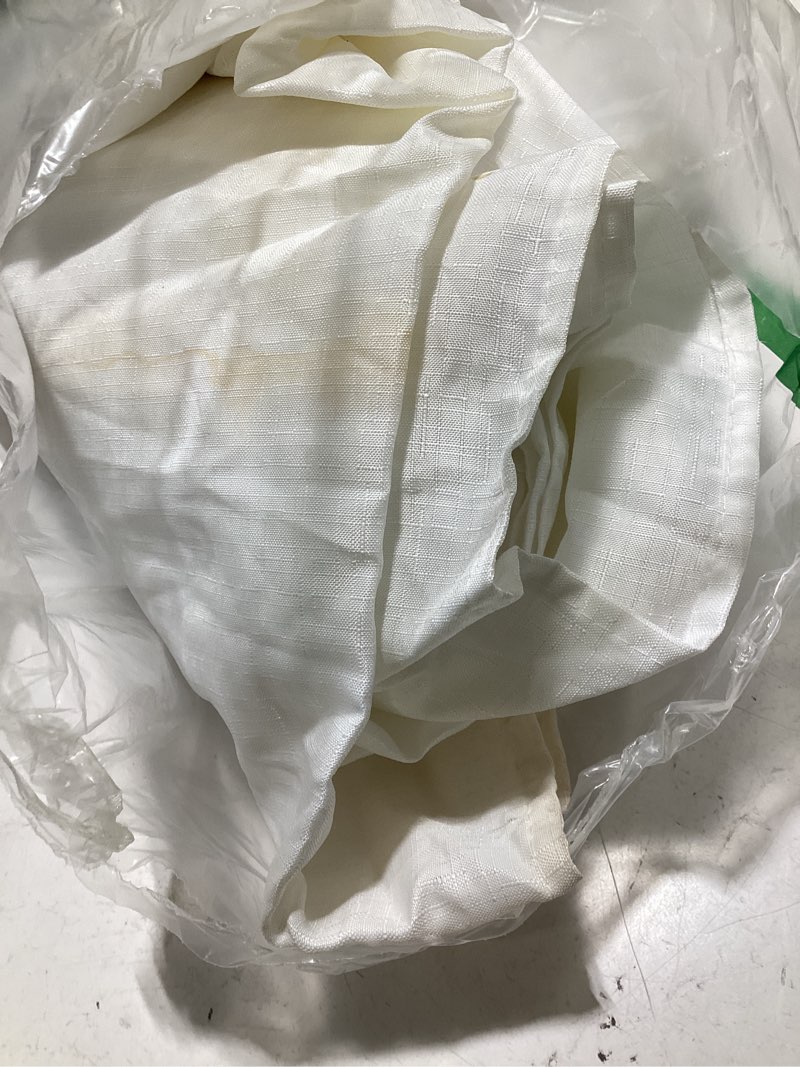 Condition photo showing As Is for river dream extra long no hook slub textured shower curtain with snap-in peva liner set - 71" x 86"(84"), hotel style with see through top window, fabric curtain & waterproof liner, white, 71x86 white 71"w x 86"l (pack of 1)