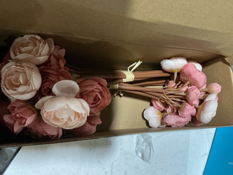 Condition photo showing New/Like New for floroom ranunculus artificial flowers 18 pcs dusty rose faux silk mini ranunculus bulk fake wedding filler flowers for diy bouquets, centerpieces, bridal shower decorations & arrangements