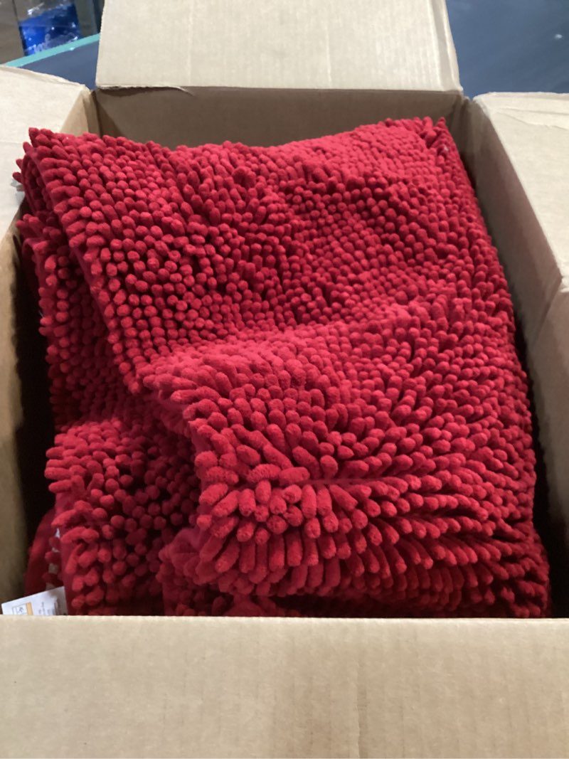 Condition photo showing Good Condition for Muddy Mat® AS-SEEN-ON-TV Highly Absorbent Microfiber Door Mat and Pet Rug, Non Slip Thick Washable Area and Bath Mat Soft Chenille for Kitchen Bathroom Bedroom Indoor and Outdoor - Red 5ft x 7ft