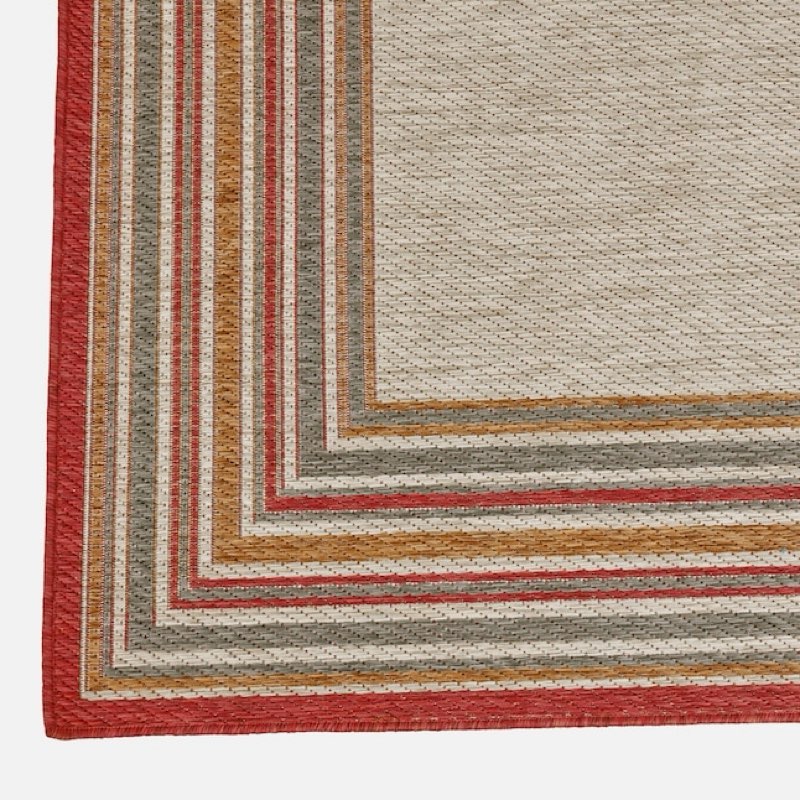 allen + roth with STAINMASTER Red Border 8 x 10 (ft) Loomed Red Rectangular Outdoor Border Rug