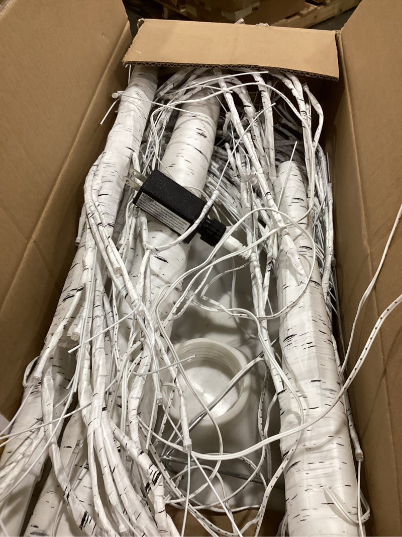 Condition photo showing As Is for Twinkle Star 2-Pack 6 Feet 96 LED Lighted Birch Tree for Thanksgiving Decor Home Wedding Party Indoor Outdoor Christmas, Fall, Autumn Decoration, 2 Pack, Warm White Floral 2*6 Ft