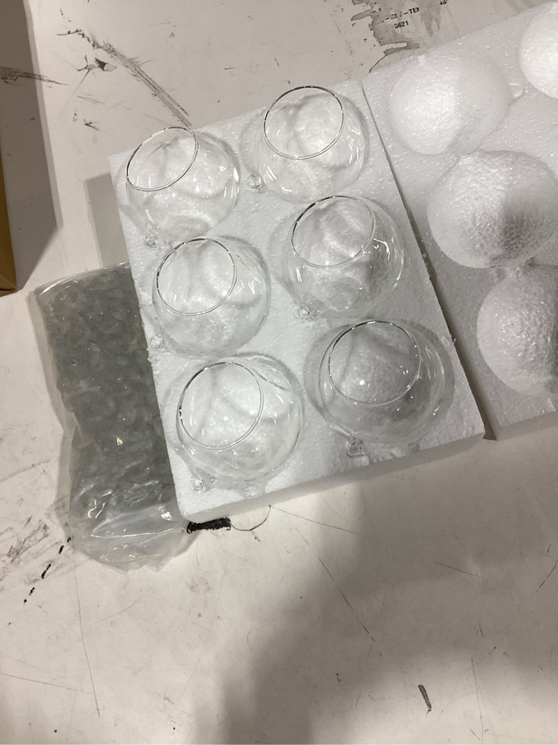 Condition photo showing As Is for 3.15'' Hanging Glass Tea Light Candle Holder Globe and Clear K9 Crystal Garland Strands, Hanging Glass Terrarium Containers for Christmas Tree Wedding Party Tree Decoration 17 K9 Crystal Garland Strands