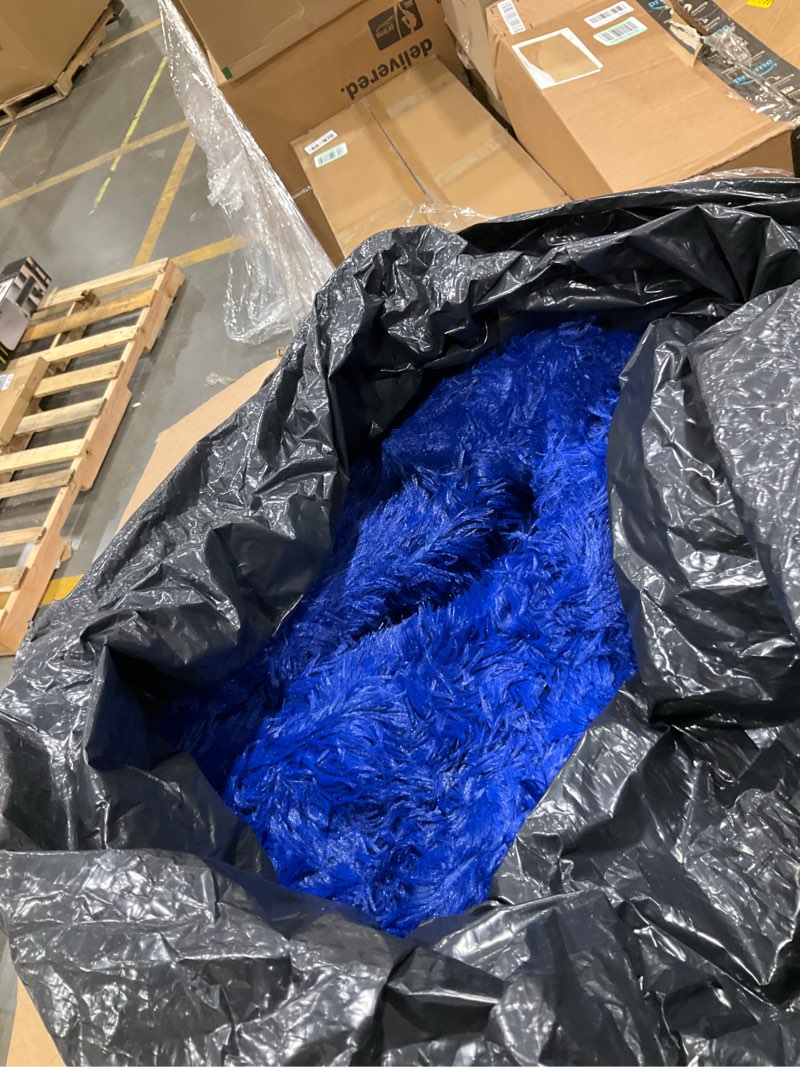 Condition photo showing As Is for 8x10 Blue Shag Area Rugs for Living Room, Large Fluffy Shaggy Rug for Bedroom Boys Kids Nursery Rooms, Ultra Soft Comfy, Big Fuzzy Plush Carpet for Girls Indoor Home Decor, Upgrade Non-Slip Blue 8' x 10' (Rectangular)