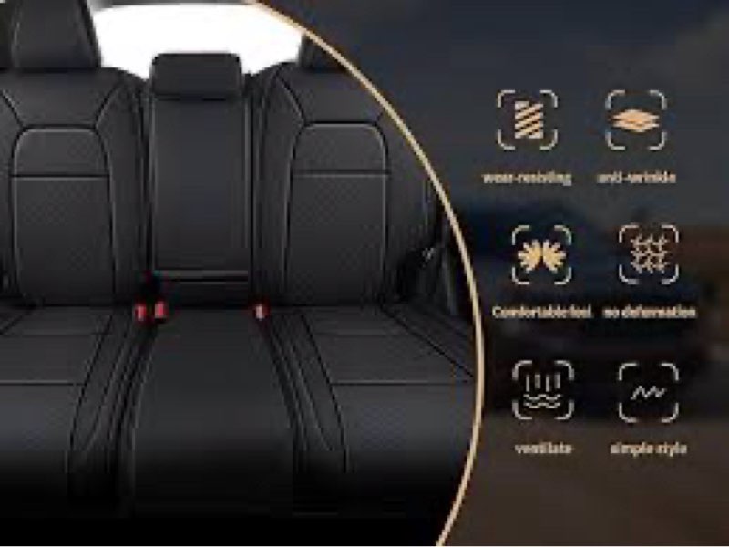 AOMSAZTO Seat Covers for Honda HRV EX-L 2023 2024 2025 2026 - Premium Faux Leather Full Set - Black 