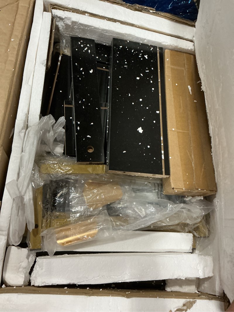 Condition photo showing New/Like New for Qeetex Modern 3 Drawer Dresser Wide black & gold