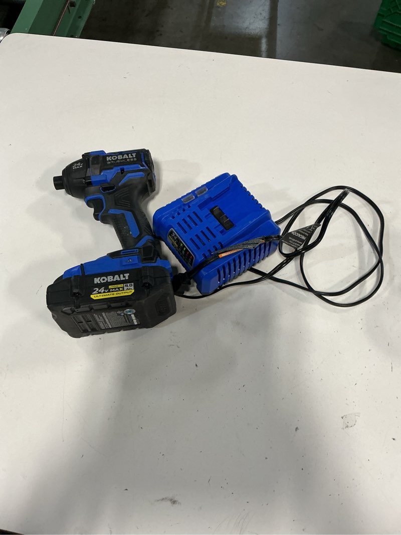 Condition photo showing As Is for kobalt xtr 24-volt 1/4-in brushless cordless impact driver (battery included and charger included an
