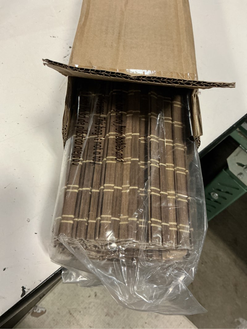Condition photo showing Good Condition for lazblinds cordless bamboo roman shades, privacy blinds for interior windows, room darkening roll up bamboo blinds for home & patio, 22.5" w x 48" h, bdp-driftwood privacy - driftwood 22.5" w x 48" h