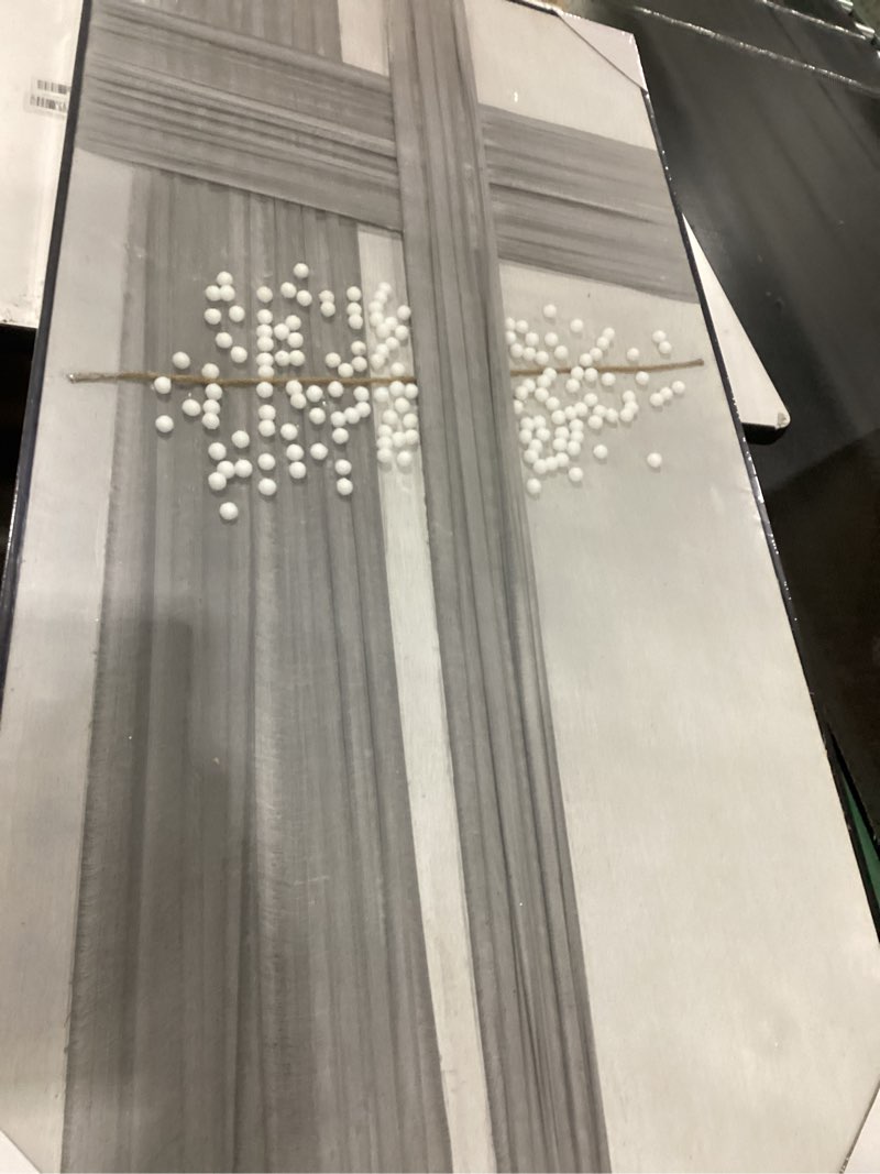 Condition photo showing New/Like New for Framed Canvas Wall Art Decor, Handmade Large Abstract Modern Paintings, Cuadros para Sala Elegantes y Modernos Dormitorios, Home Living Room Bedroom Office Bathroom Kitchen, Size 29"x58" (White Gray) White Gray 58"L x 29"W