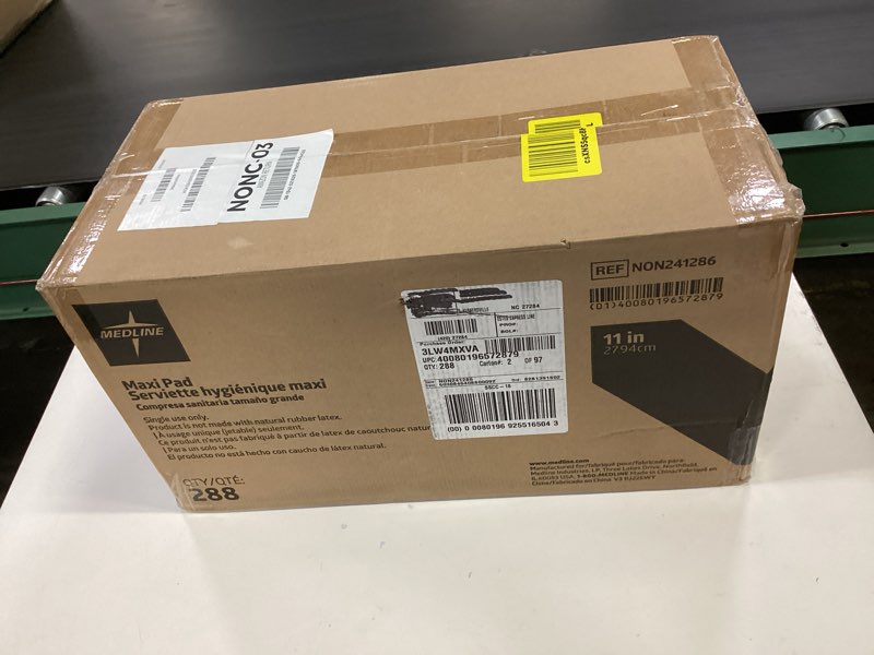 Condition photo showing New/Like New for Medline Maxi Sanitary Pads with Adhesive Strip, 11", Individually Wrapped (Pack of 288)