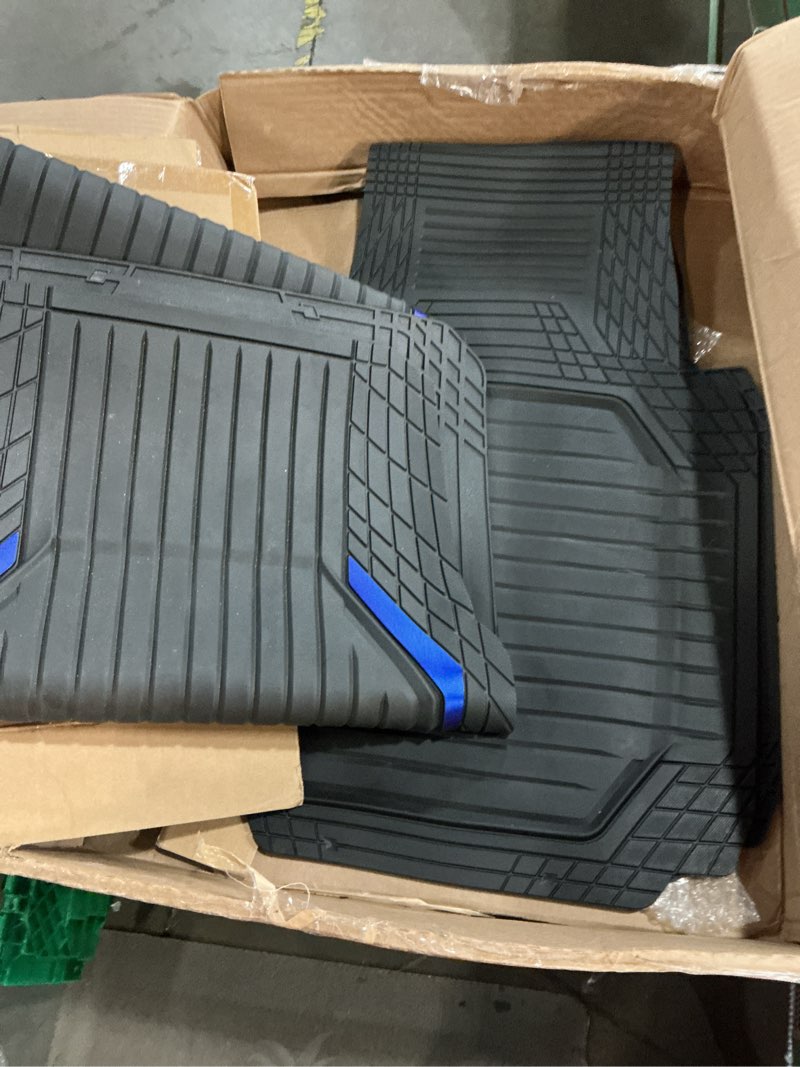Condition photo showing Good Condition for car pass heavy duty rubber floor mats for car, waterproof liner deep dish car mats full sets, universal trim to fit for suv truck sedans vans, all weather automotive floor mats 3pcs, black blue
