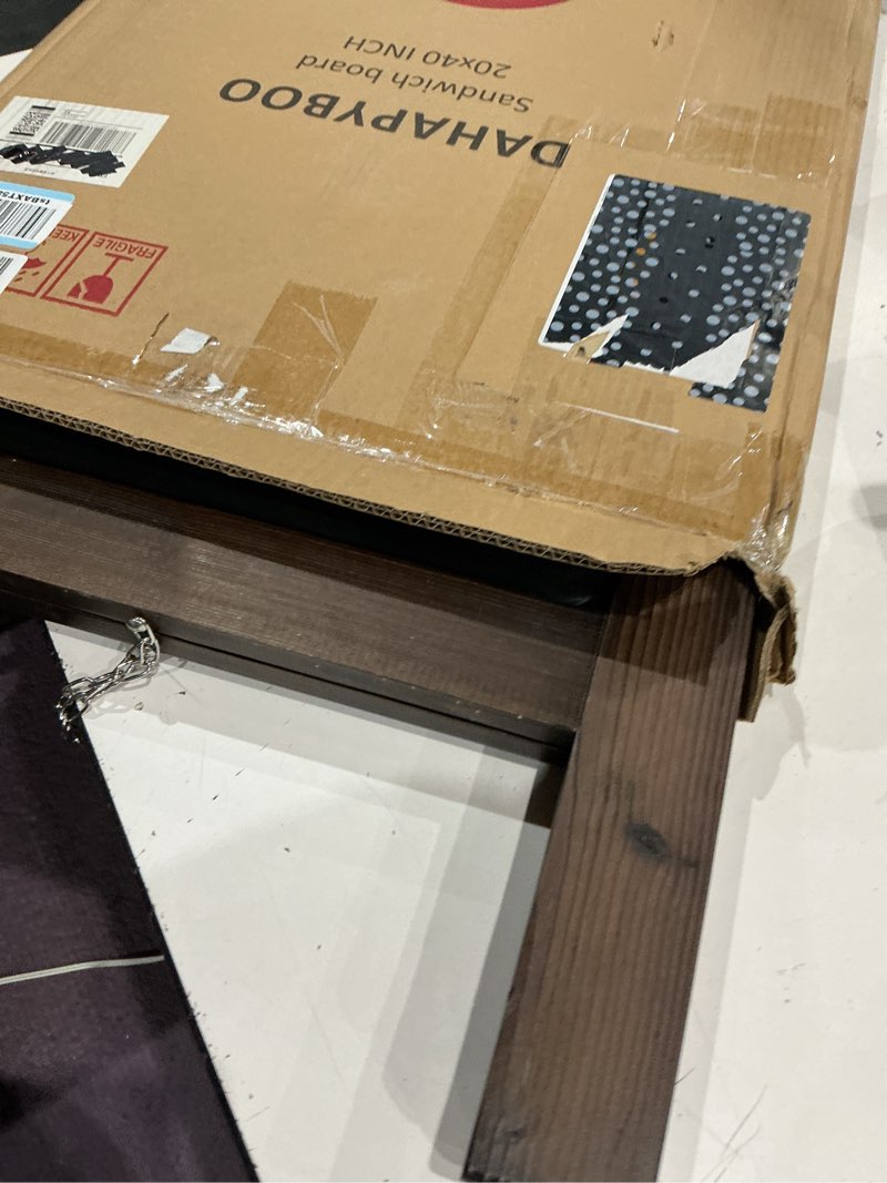 Condition photo showing Good Condition for dahapyboo sandwich board 40"x20" solid pine wood rustic brown,chalk board sign board,sandwich board signs outdoor, chalkboard easel,a frame chalkboard sign brown 20"w x 40"h