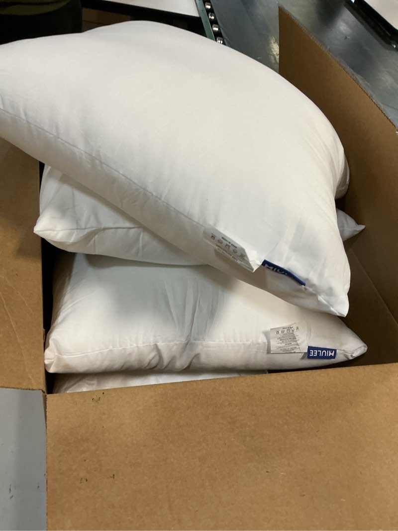 Condition photo showing As Is for MIULEE 18x18 Pillow Inserts with Cotton Cover,Set of 4 100% Virgin Microfiber Throw Pillows for Couch Sofa and Bed 4 18x18 Inch