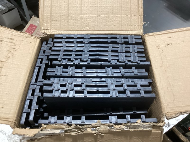 Condition photo showing Good Condition for 36 sq. ft plastic interlocking deck tiles, 36 pack patio deck tiles waterproof outdoor flooring 12" x 12"all weather uses for porch poolside balcony backyard pathway, charcoal gray 36 sq. ft charcoal gray 36