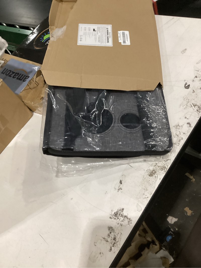 Condition photo showing Good Condition for rhino valley walker tray for folding walker, tray for walkers with non-slip mat for food, 3 front pockets & 2 cup holders, fits most standard folding walkers, walker accessories for senior, grey