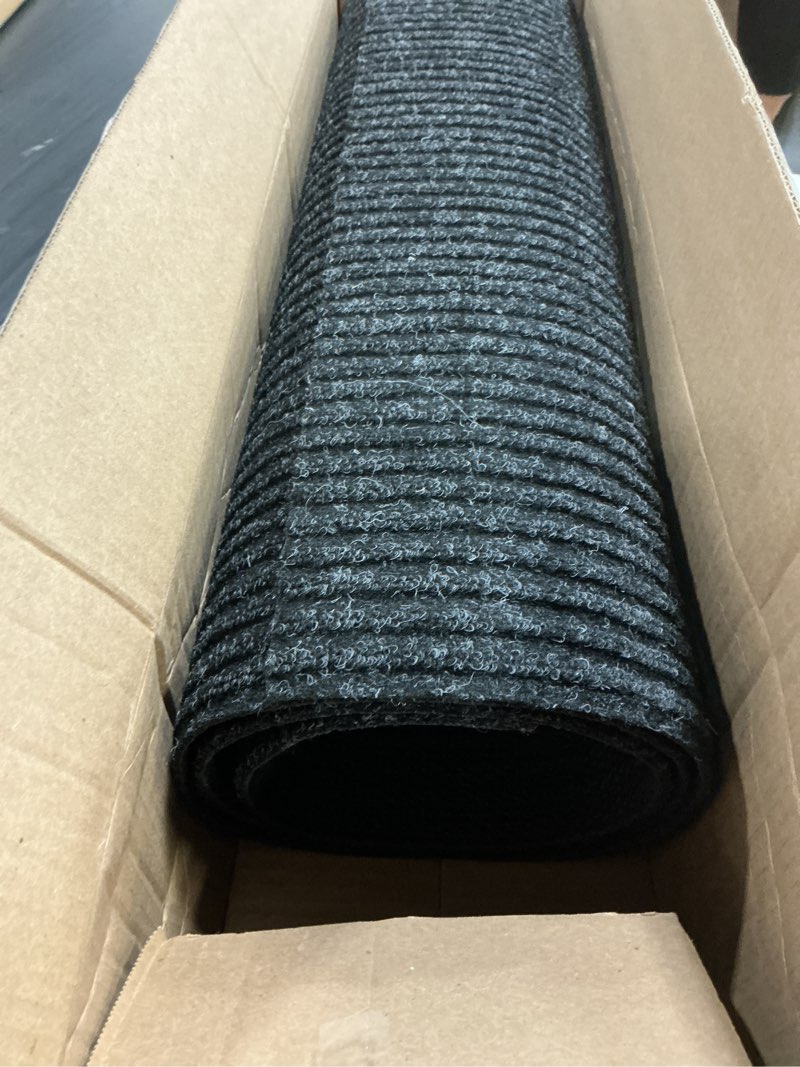 Condition photo showing Good Condition for ottomanson 2' x 5' hallway runner with scraper pile extra durable non-slip rug mat for indoor & outdoor use - ideal for kitchen, entryway, patio & garage - high-traffic carpet, black black 700s series 2' x 5' (runner)