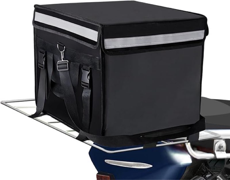 TooCust Large Insulated Food Delivery Bag with Fixed Base and Internal Frame, L-17.7"x11.4"x13", Commercial Pizza Delivery Bag w/Divider, Waterproof & Foldable Catering Bag Food Deliveries, Black