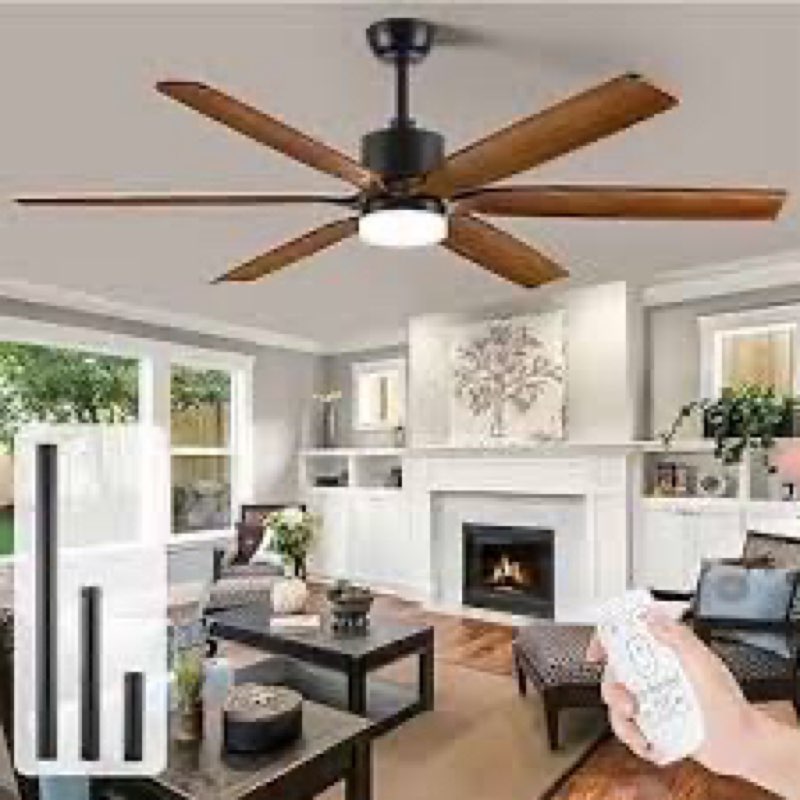 72" Large Modern Ceiling Fan w/ Wood Blades and Dimmable LED Lights, Quiet DC Motor 6 Fan Speed w/ Remote