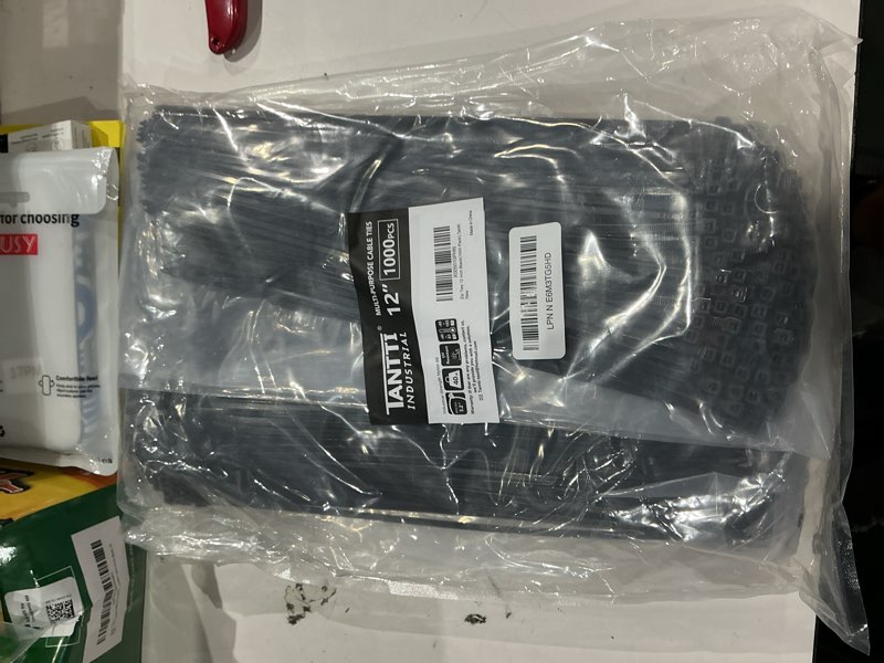 Condition photo showing Good Condition for zip ties 12 inch, black zip ties 1000 pack, 40lb, cable ties, self-locking wire ties for indoor and outdoor use, by tantti 12" (1000 pack)