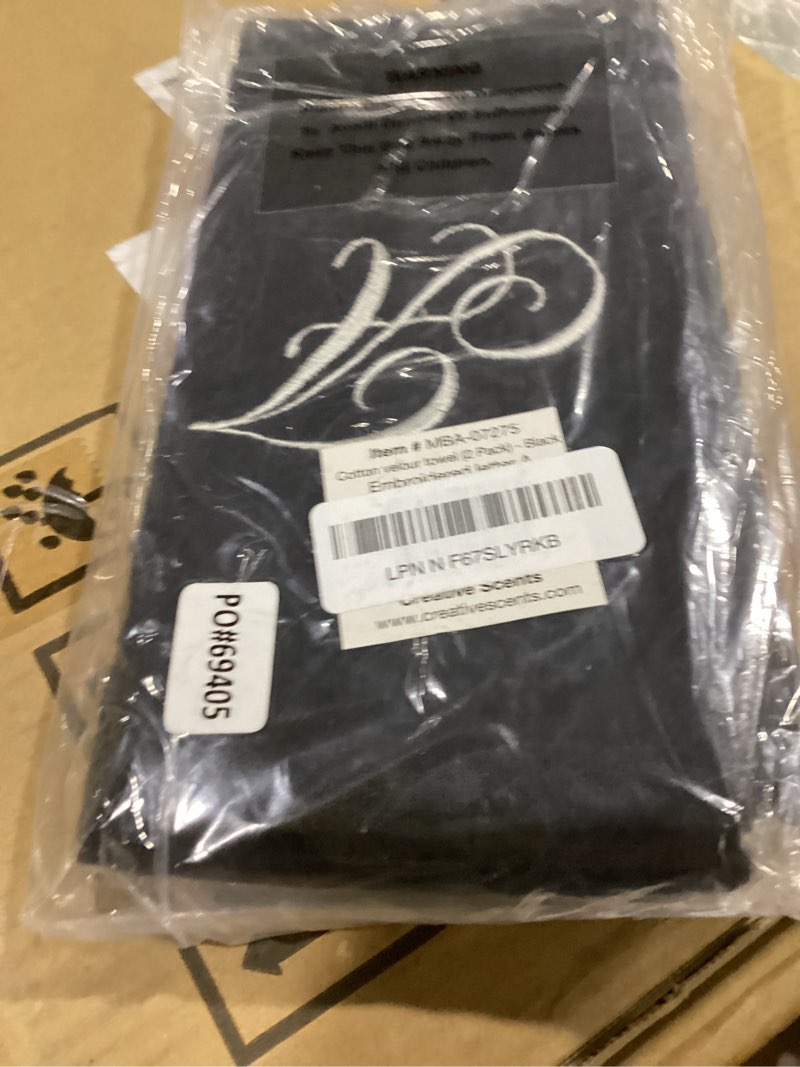 Condition photo showing Good Condition for monogrammed towels fingertip, personalized gift, 11 x 18 inches - set of 2 white embroidered towel - extra absorbent 100% cotton - soft velour finish - for bathroom/ kitchen/ spa - initial a (black)