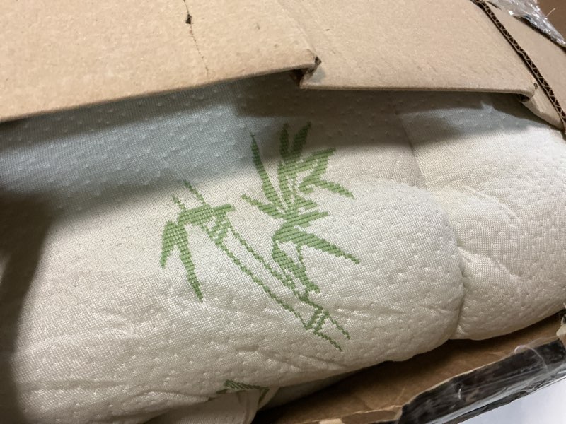 Condition photo showing As Is for ultra soft queen size mattress topper - viscose made from bamboo pillow top mattress pad for back pain relief - naturally cooling for hot sleepers, green green queen