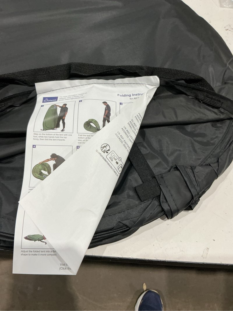 Condition photo showing As Is for wolfwise pop up shower tent for camping essentials, compact & lightweight | portable instant changing tent with window & carry bag, privacy dressing room bathroom for outdoor, 6'3"/6'11" h black spacious: 6'3" h, 47.2" w