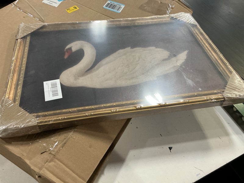 Condition photo showing Good Condition for vintage gold framed swan wall art antique white swan painting canvas print dark country animals picture wall decor rustic farmhouse poster artwork for bedroom living room home decortian