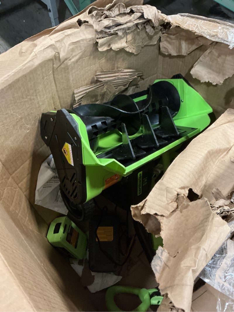Condition photo showing As Is for Earthwise SN74016 40-Volt Cordless Electric Snow Shovel, Brushless Motor, 16-Inch width, 300lbs/Minute (Battery and Charger Included)