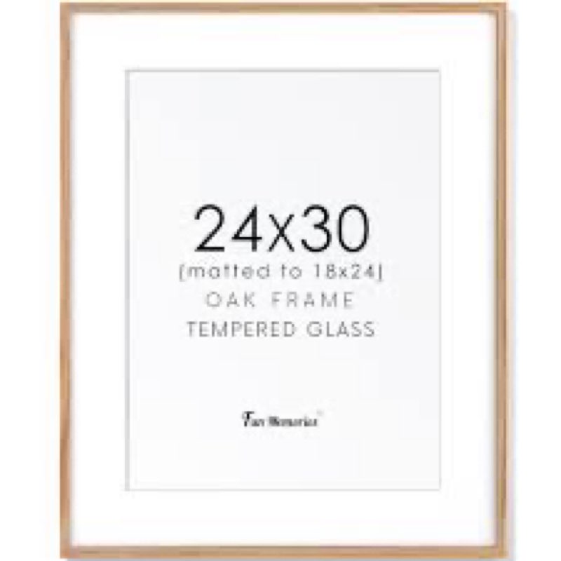 FLYJOE 24x30 Frame - Solid Oak Wood 24x30 Poster Frame, 24''x30'' Puzzle Frame With Mat For 18x24, T