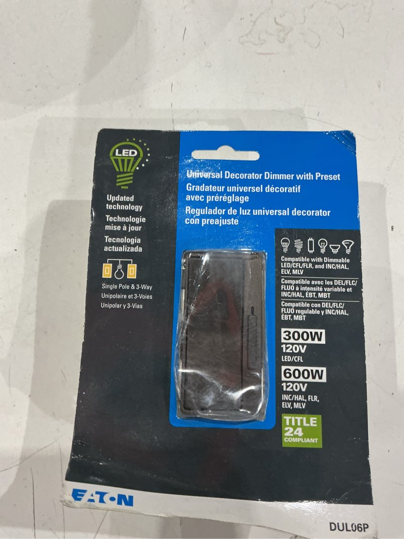Condition photo showing As Is for eaton universal single-pole/3-way led decorator light dimmer, oil rubbed bronze