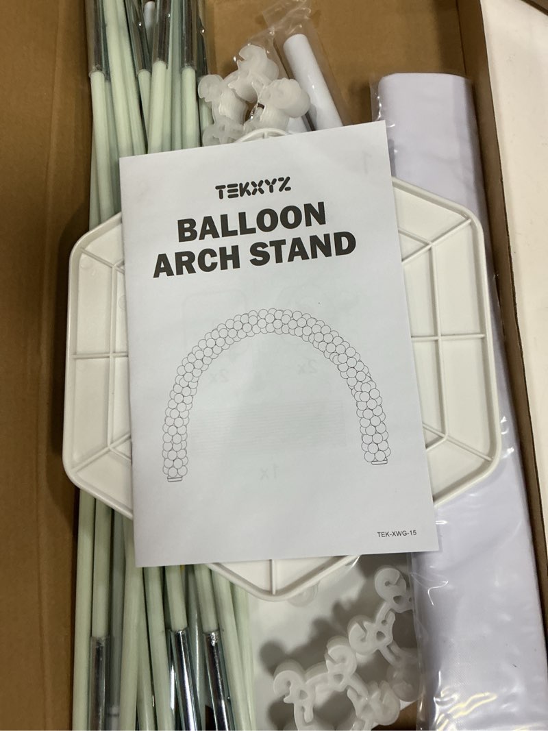 Condition photo showing Good Condition for TEKXYZ Balloon Arch Stand Kit, 10FT Wide & 7.5FT High Adjustable Balloon Arch Frame, Ideal For Party Decorations, Not Include Balloons