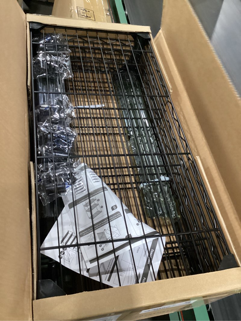 Condition photo showing New/Like New for 1250 lbs 5 tier shelf metal storage shelves shelving wire rack heavy duty closet organizers for garage kitchen bathroom laundry black 13.8" d x 29.5" w x 59.5" h 5 tier, 13.8" d x 29.5" w x 59.5" h black