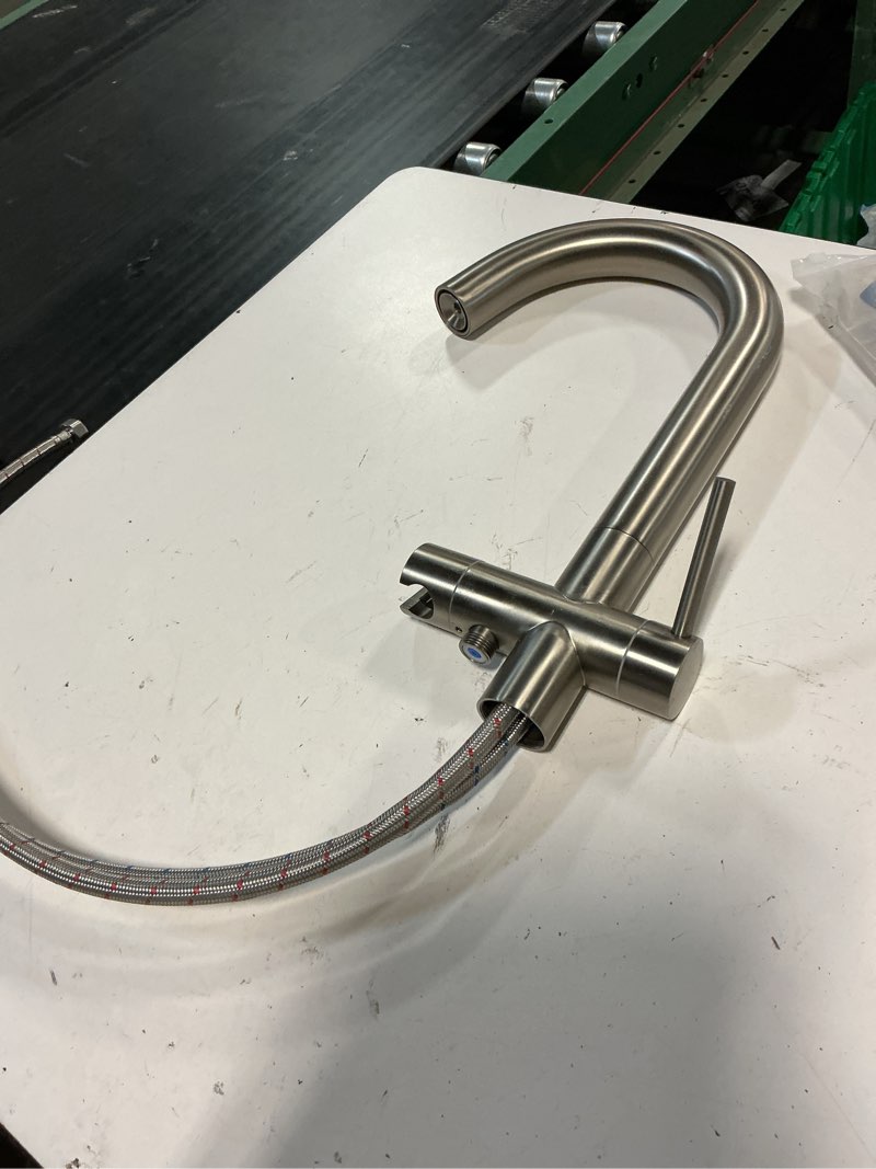 Condition photo showing As Is for bar faucets single hole, brushed nickel mini kitchen sink faucets | single handle stainless steel modern sink faucets 1 hole, faucet for bar sink, high-arch spout and 360° degree rotation