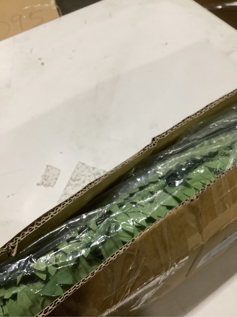 Condition photo showing As Is for artificial boston fern bush - set of 2 45inch fake ferns with 55 fronds, large hanging faux plants decor, uv resistant faux fern vines silk greenery for outdoor indoor, porch, farms, patio green 45"- 55 leaves