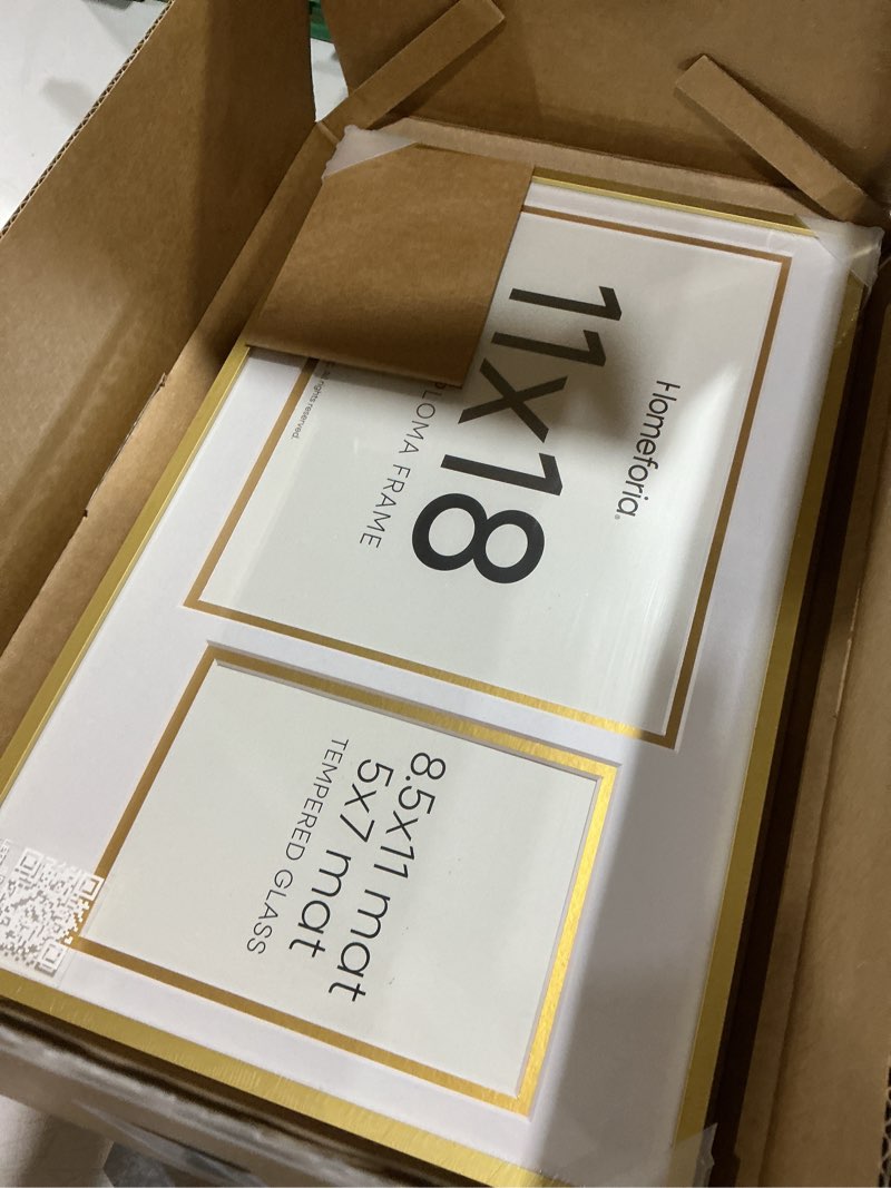 Condition photo showing Good Condition for homeforia 11x18 gold diploma frame with photo, high end metal 11 x 18 certificate frames with mat for 8.5 x 11 inches diploma and 5 x 7 picture, award degree frames, tempered glass, wall kit, set of 1