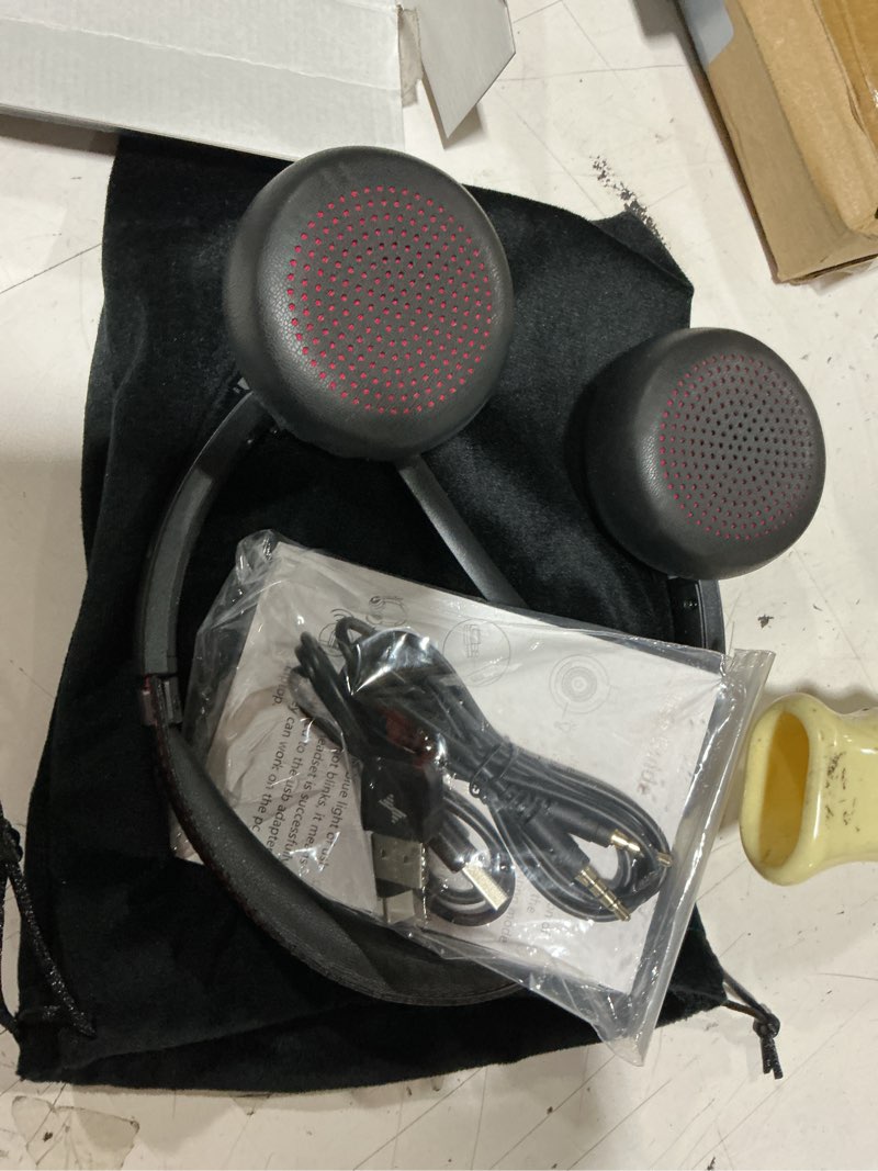 Condition photo showing Good Condition for jiamqishi wireless headset with mic for work, bluetooth v5.2 headphones with ai noise cancelling microphone, usb dongle, clear calls & mic mute, for laptop, pc, iphone & android phones black