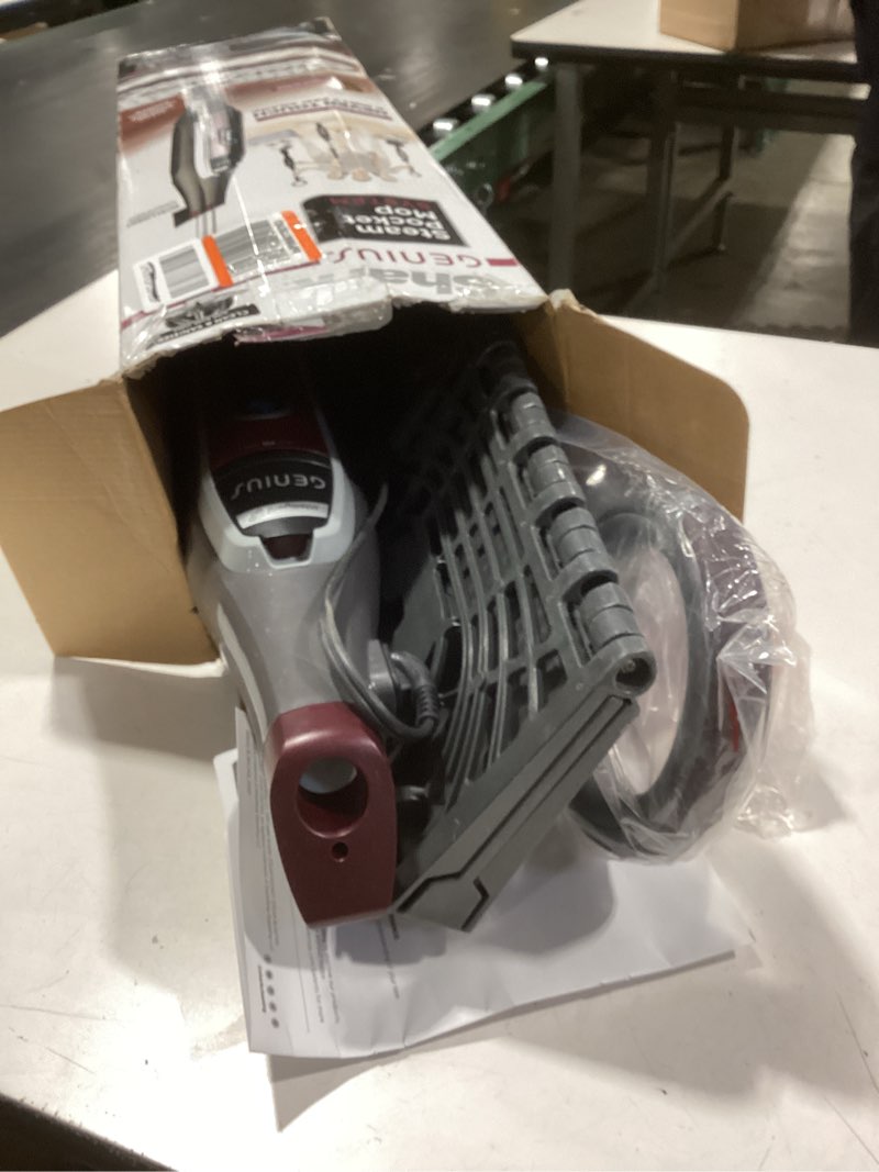 Condition photo showing As Is for shark genius hard floor cleaning system pocket (s5003d) steam mop, burgundy/gray steam genius premium